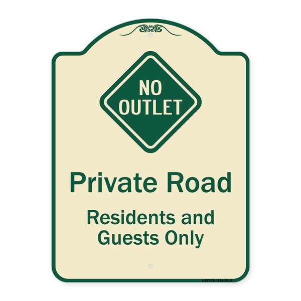 Designer Series-Private Road Residents And Guests Only With No Outlet Symbol, 24" H, TG-1824-9910